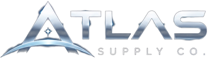 Official, unchanged ATLAS Supply Co. chrome wordmark on transparent background for Project Controls entry scan; not a customer outcome.